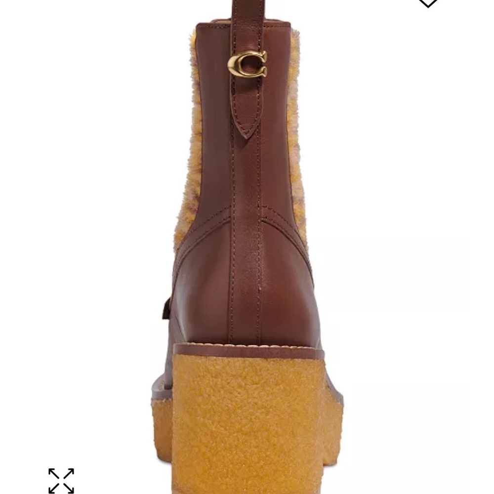 NEW COACH DELANEY WOMENS LEATHER FAUX FUR CHELSEA BOOTS brown tones in size 9.5 - Picture 4 of 15